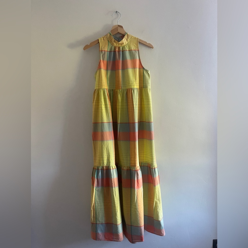 Urban Outfitters Yellow and Orange Plaid Midi Dress - Picture 14 of 16